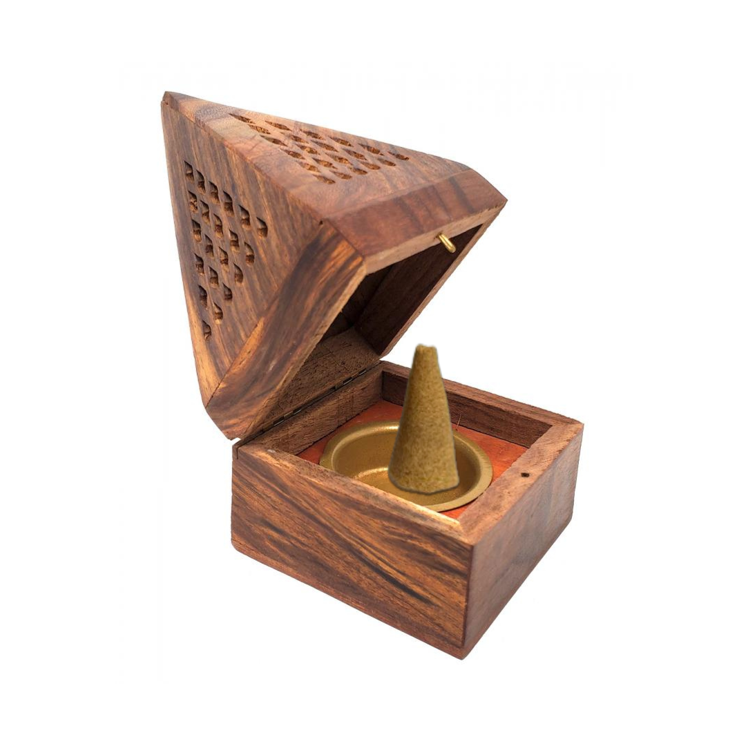 Wooden Temple Incense Cone Burner