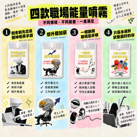 職場四大情境能量噴霧｜面試必勝/開會定神/小人退散/開單吸客